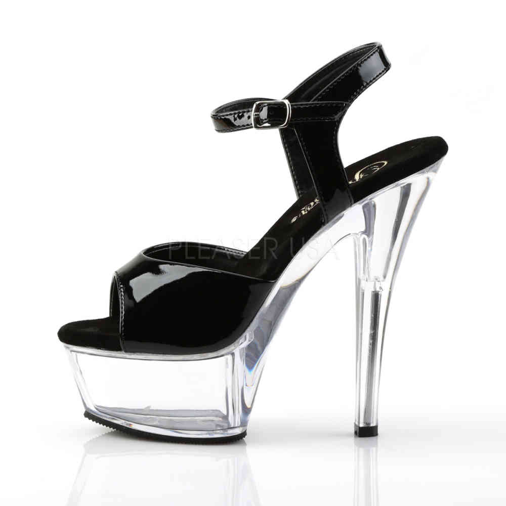 Pleaser - KISS209 Sandale Ã  bride Ã  la cheville - Noir/Transparent